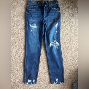 Maurices Dark Blue Distressed Skinny Jeans